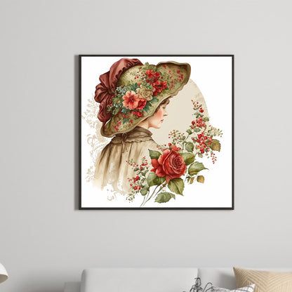 French Rose Lady - Full Round Drill Diamond Painting 30*30CM
