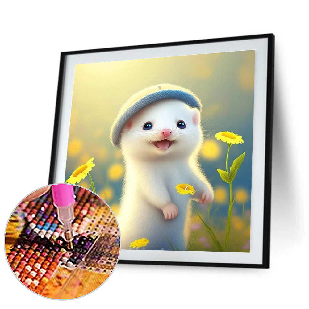 White Hamster - Full Round Drill Diamond Painting 30*30CM