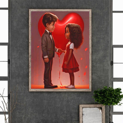 Valentine'S Day Kids - Full Round Drill Diamond Painting 30*40CM