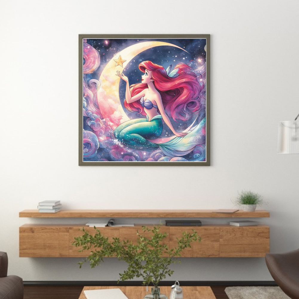 Mermaid Princess Ariel - 18CT Stamped Cross Stitch 30*30CM