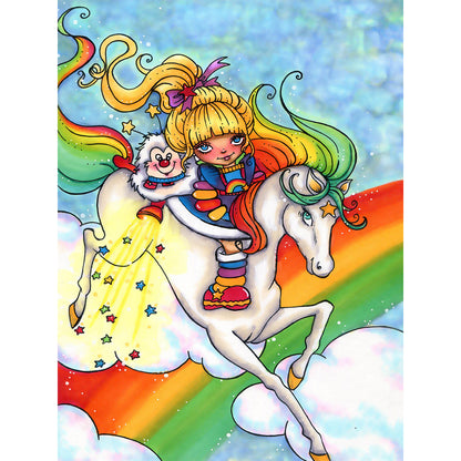 Little Girl Riding A White Horse - 11CT Stamped Cross Stitch 50*65CM