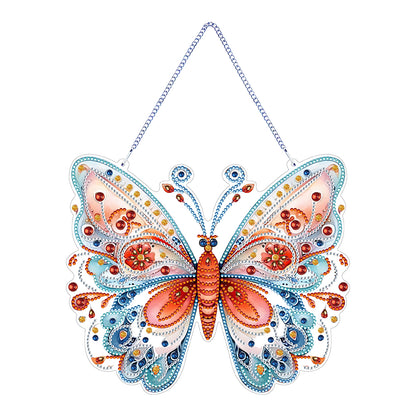 Single Sided Beauty Butterfly Diamond Art Hanging Pendant Home Decor (Red Blue)