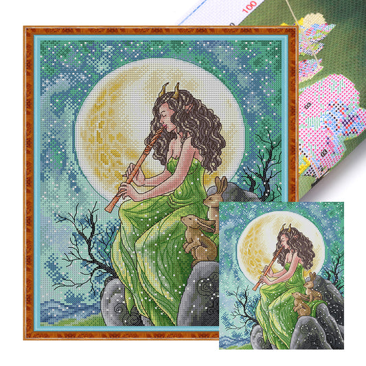 Melody Under The Moonlight - 14CT Stamped Cross Stitch 29*34CM(Joy Sunday)
