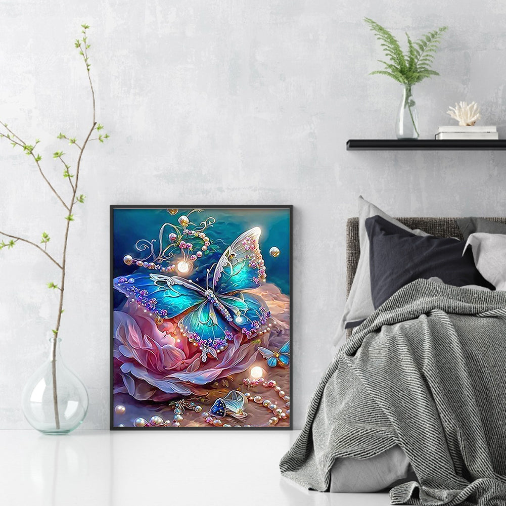 Jewelry And Flowers And Butterflies - Full Round Drill Diamond Painting 30*40CM