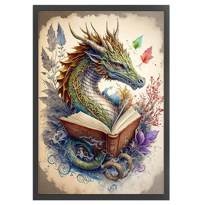 Retro Poster-Dragon Reading A Book - 11CT Counted Cross Stitch 40*60CM