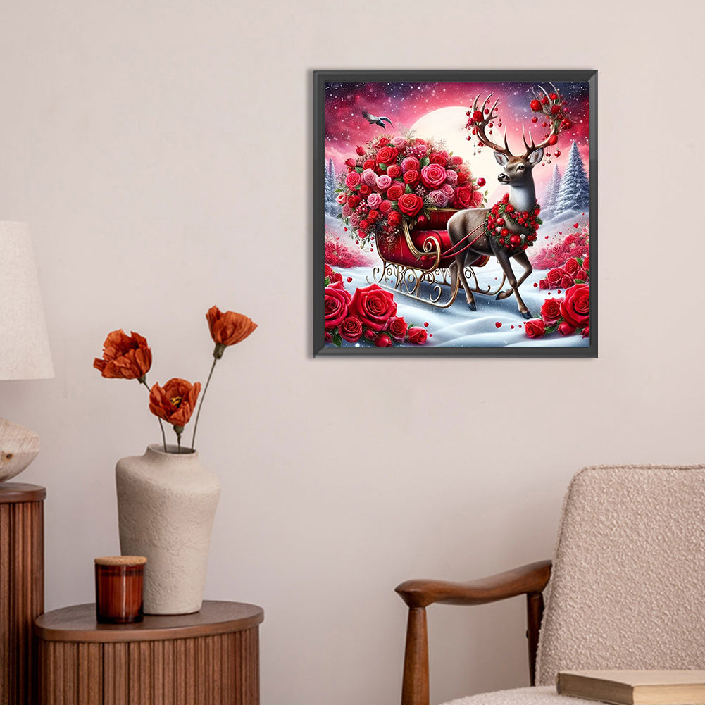 Elk Rose - Full Round Drill Diamond Painting 30*30CM