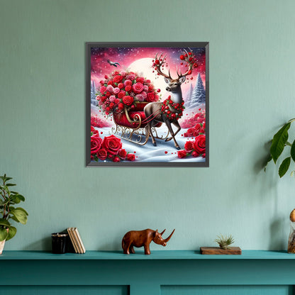 Elk Rose - Full Round Drill Diamond Painting 30*30CM