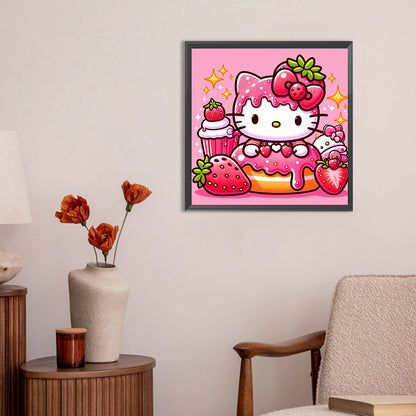 Strawberry Hello Kitty - Full Round Drill Diamond Painting 30*30CM