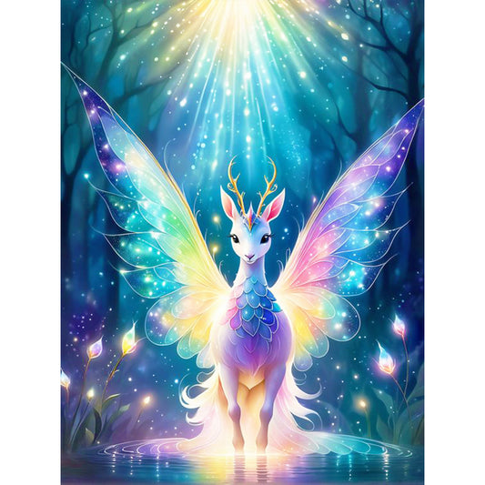 Elf Deer In Forest Lake - Full Round Drill Diamond Painting 30*40CM
