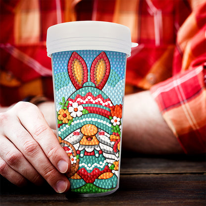 Easter 470ML Travel Diamond Painting Art Cup BPA Free With Lid (Flower Gnome)