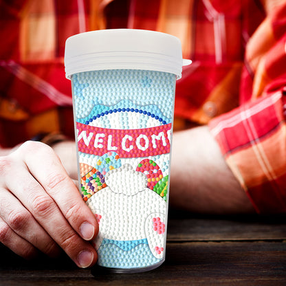 Easter 470ML Travel Diamond Painting Art Cup BPA Free With Lid (Rabbit Bottom)