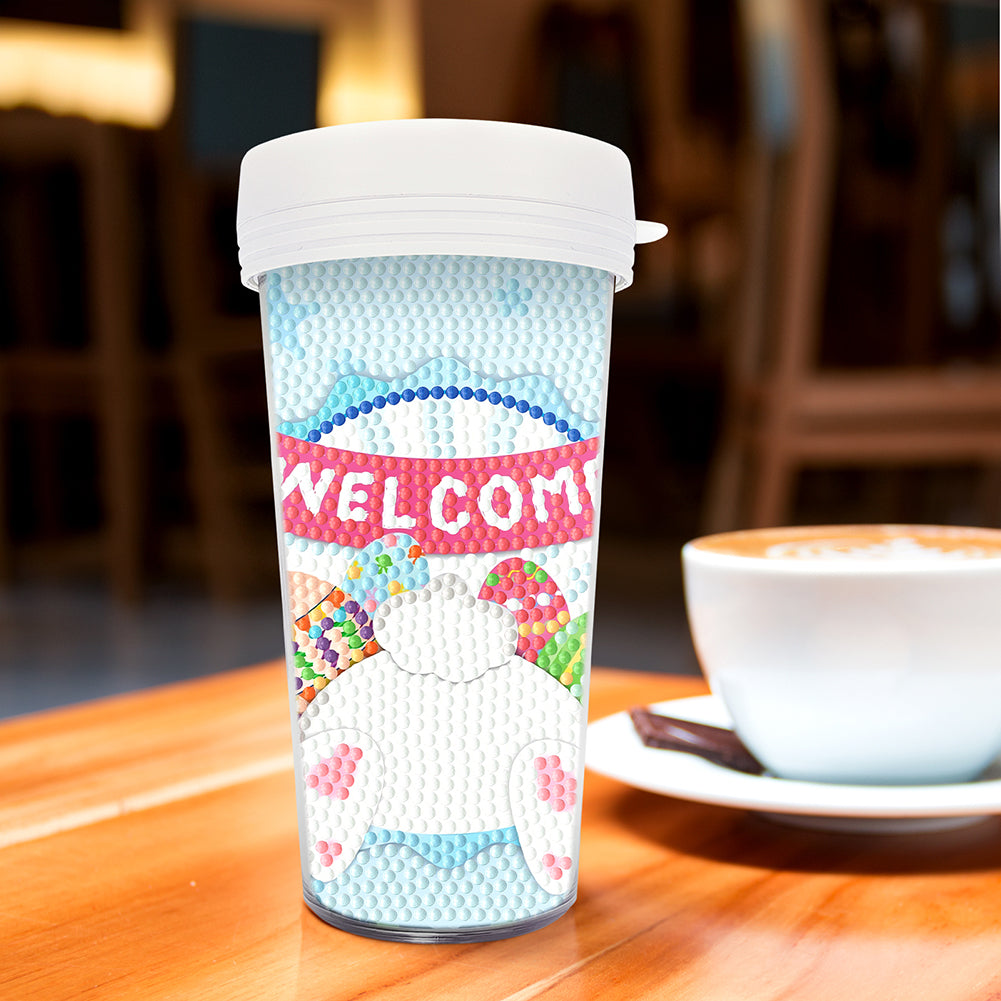 Easter 470ML Travel Diamond Painting Art Cup BPA Free With Lid (Rabbit Bottom)