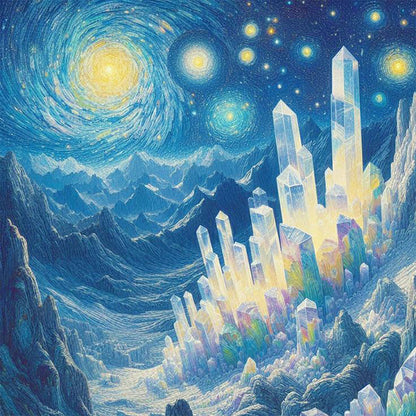 Crystal Mountain Under The Moon - Full Round Drill Diamond Painting 30*30CM