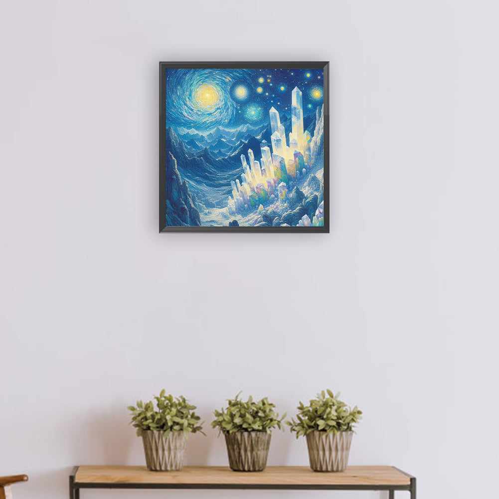 Crystal Mountain Under The Moon - Full Round Drill Diamond Painting 30*30CM