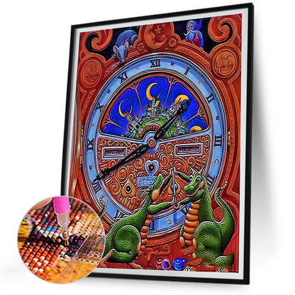 Two Green Dinosaurs - Full Round Drill Diamond Painting 30*40CM
