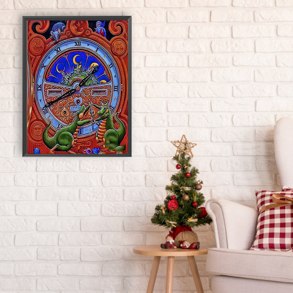 Two Green Dinosaurs - Full Round Drill Diamond Painting 30*40CM