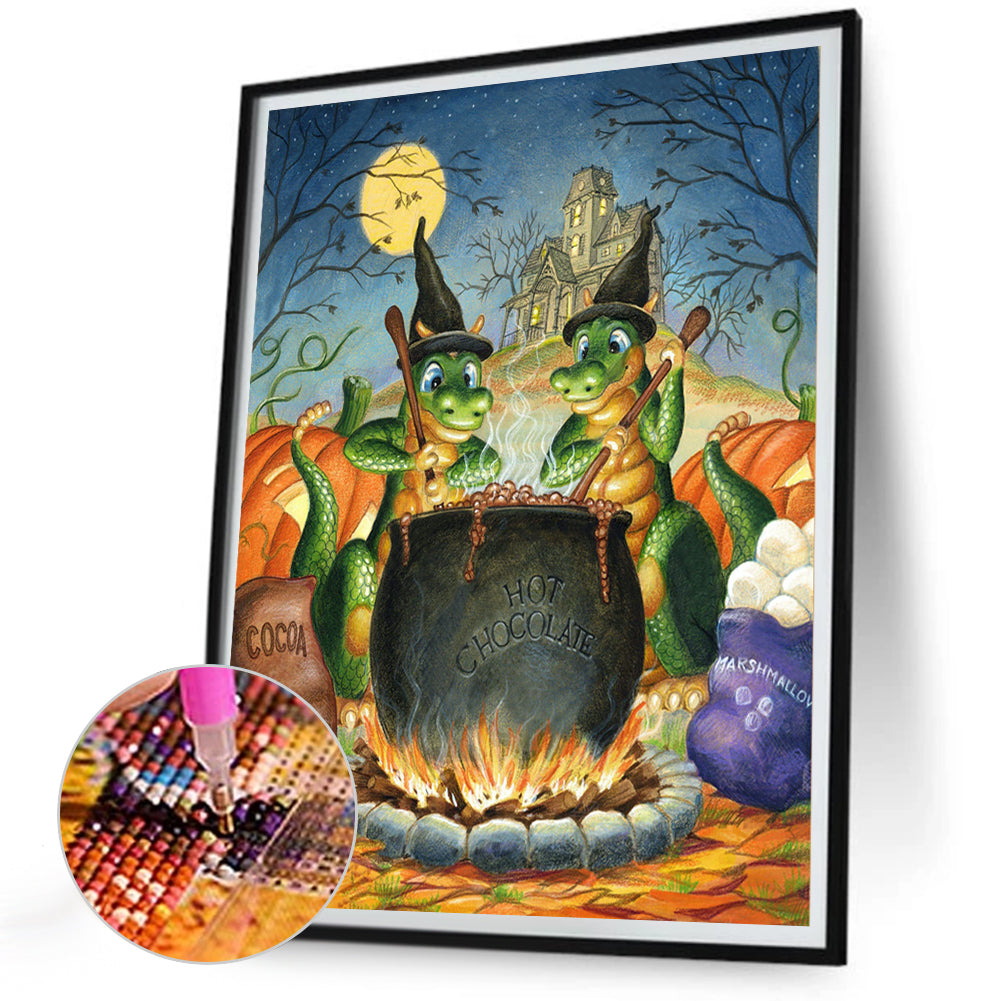 Green Dinosaur Soup - Full Round Drill Diamond Painting 30*40CM