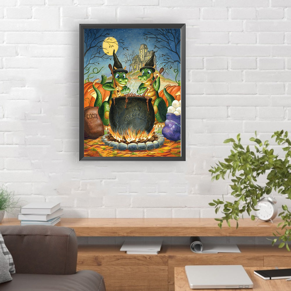 Green Dinosaur Soup - Full Round Drill Diamond Painting 30*40CM