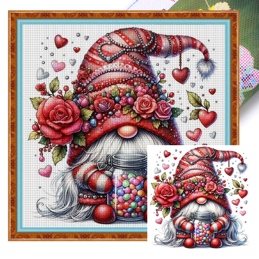 Rose Gnome - 11CT Stamped Cross Stitch 45*45CM