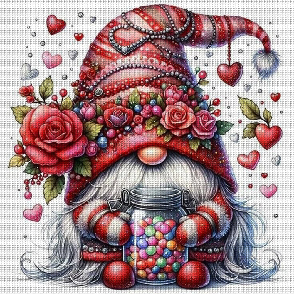 Rose Gnome - 11CT Stamped Cross Stitch 45*45CM