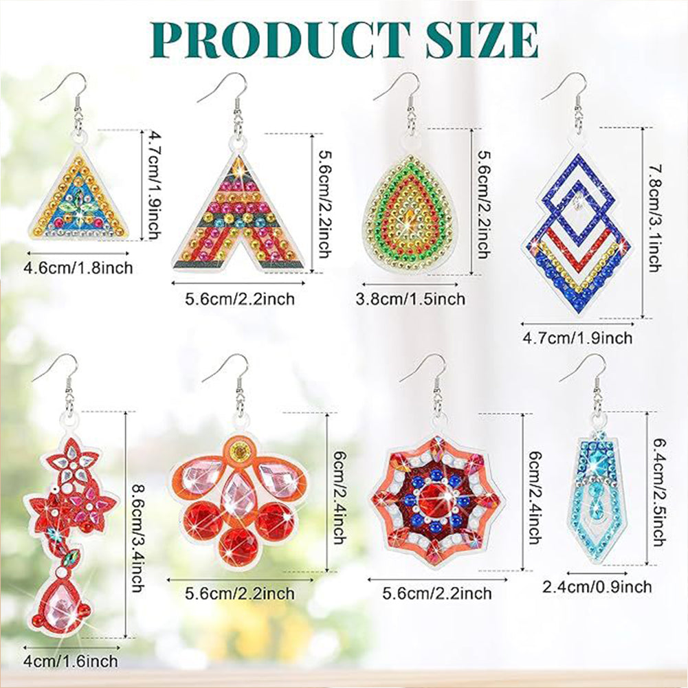 8 Pairs Double Sided Diamond Painting DIY Earring Making Kit for Women Girls (5)