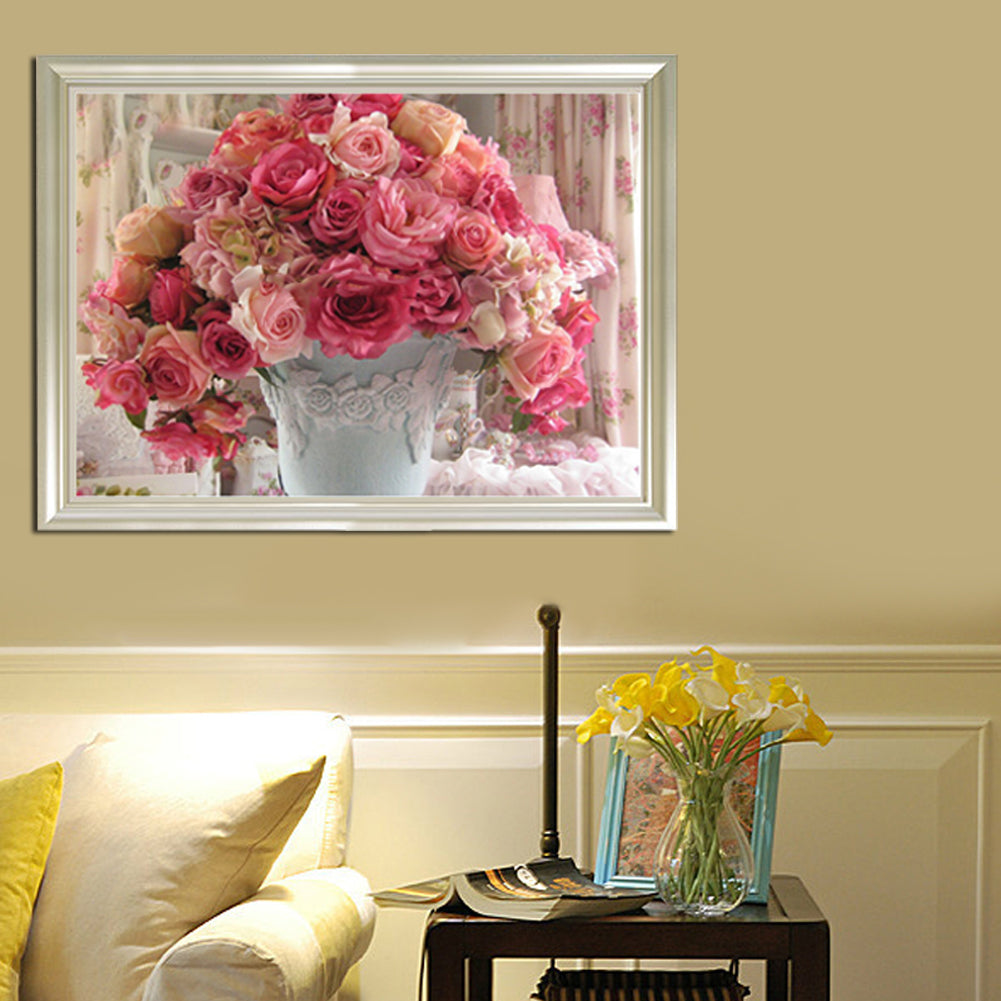 Rose Flowerpot - Full Round Drill Diamond Painting 40*30CM