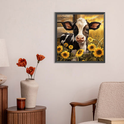 Sunflower Cow - Full Round Drill Diamond Painting 30*30CM