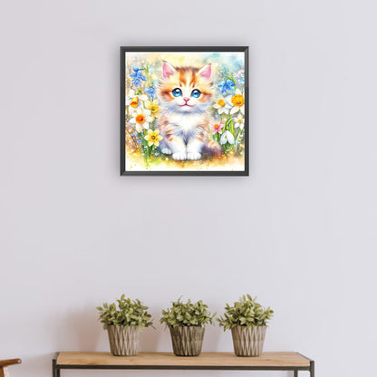 Spring Kitten - Full Round Drill Diamond Painting 30*30CM
