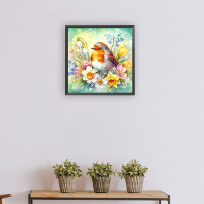 Spring Sparrow - Full Round Drill Diamond Painting 30*30CM