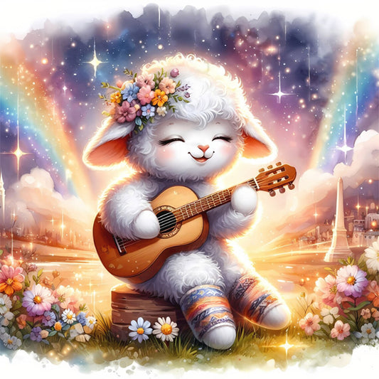 Sheep Playing Guitar - Full Round Drill Diamond Painting 30*30CM