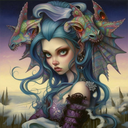 Dragon And Girl - 14CT Stamped Cross Stitch 50*50CM