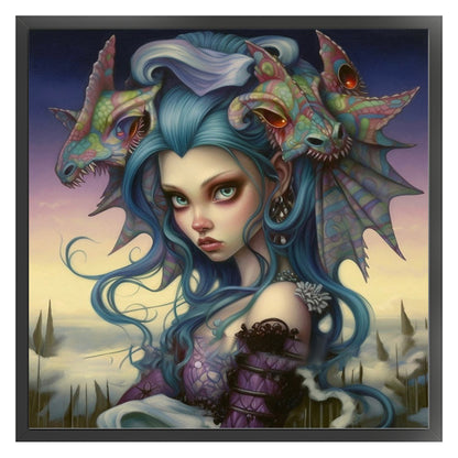 Dragon And Girl - 14CT Stamped Cross Stitch 50*50CM