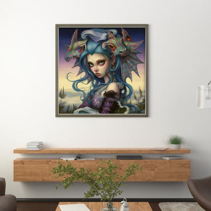 Dragon And Girl - 14CT Stamped Cross Stitch 50*50CM