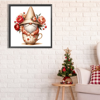 Flower Teacup Gnome - Full Square Drill Diamond Painting 40*40CM