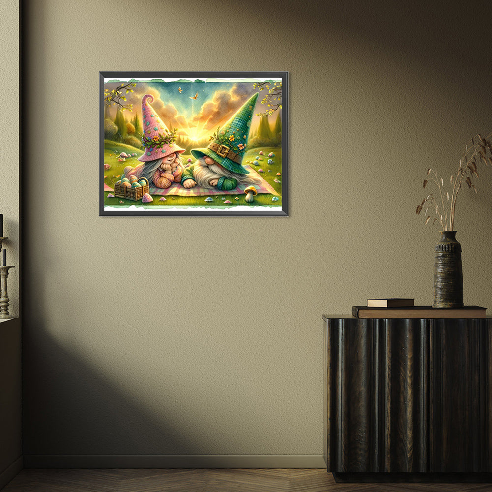 Easter Gnome Chat - Full AB Round Drill Diamond Painting 40*30CM