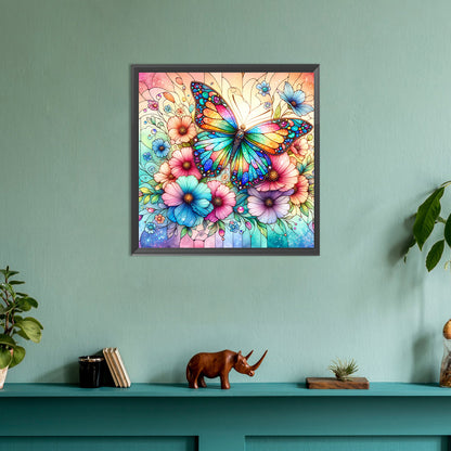 Flowers Butterflies - Full Round Drill Diamond Painting 30*30CM