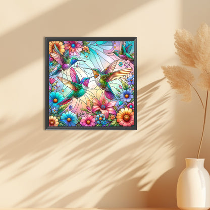 Flowers Hummingbird - Full Round Drill Diamond Painting 30*30CM