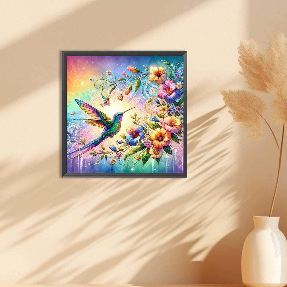 Flowers Hummingbird - Full Round Drill Diamond Painting 30*30CM