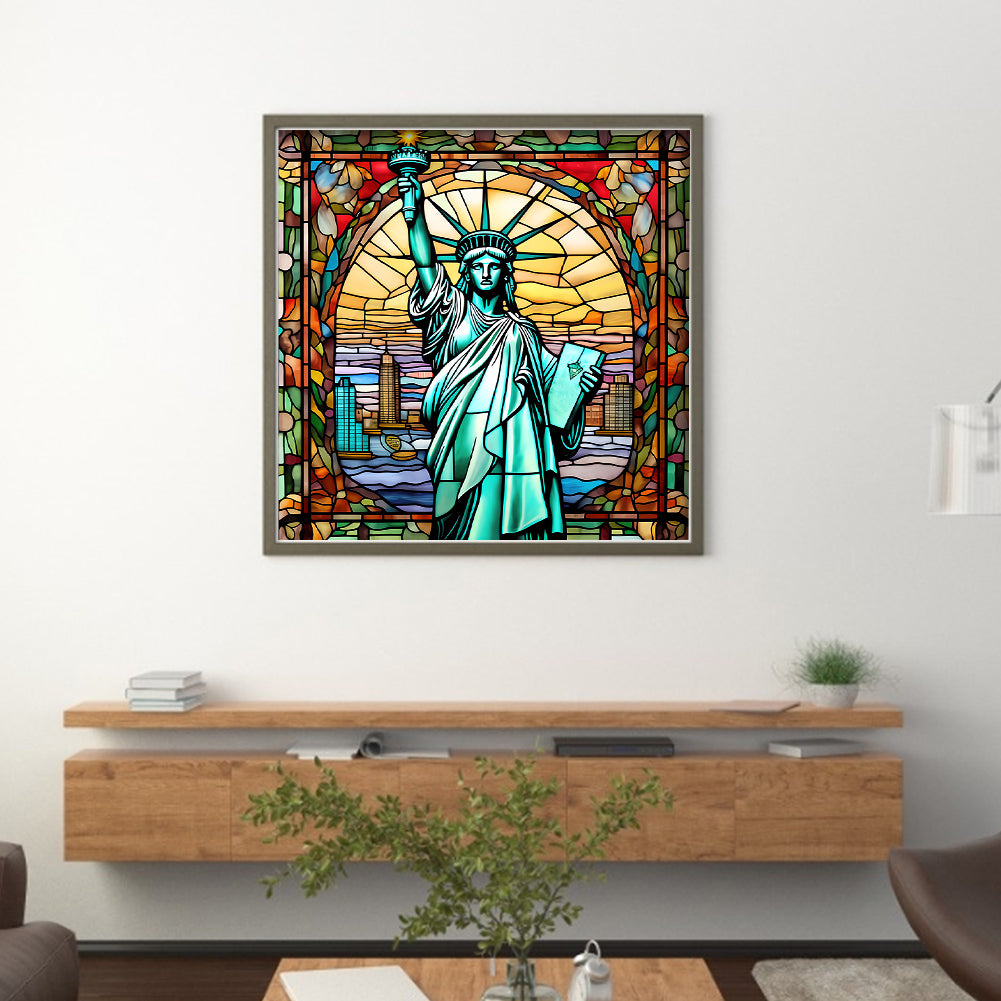 Glass Painting-Statue Of Liberty - 11CT Stamped Cross Stitch 50*50CM