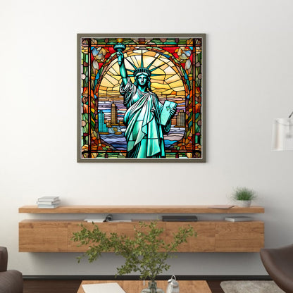 Glass Painting-Statue Of Liberty - 11CT Stamped Cross Stitch 50*50CM
