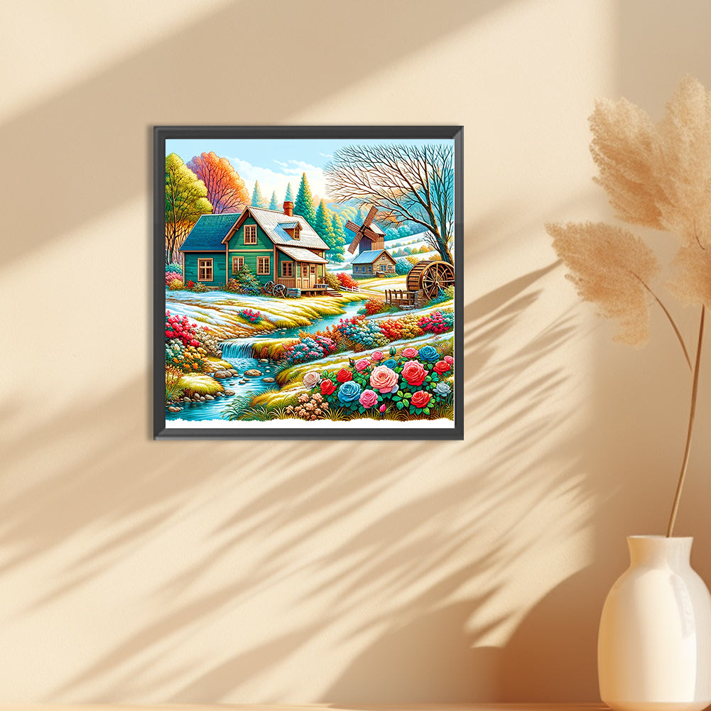 Pastoral House - Full Round Drill Diamond Painting 30*30CM