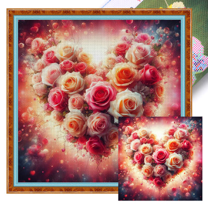 Love Rose - 18CT Stamped Cross Stitch 40*40CM