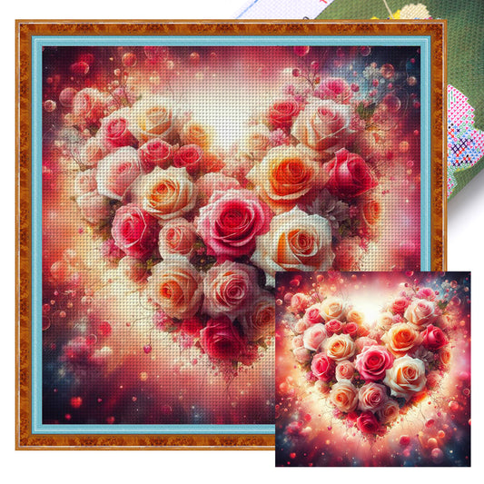 Love Rose - 18CT Stamped Cross Stitch 40*40CM