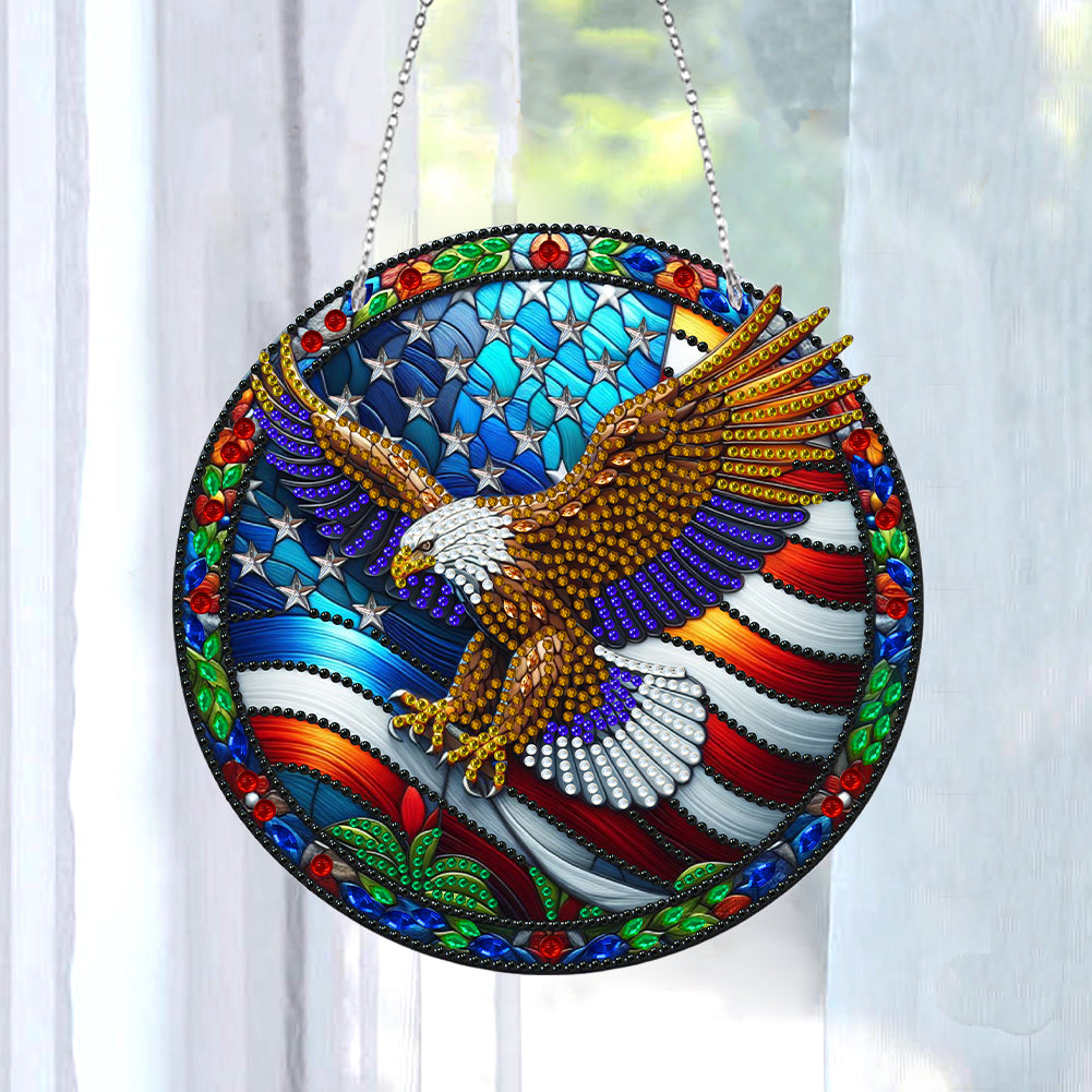 Sun Catcher Diamond Painting Dot Pendant for Office Decor (American EagleKJ0107)