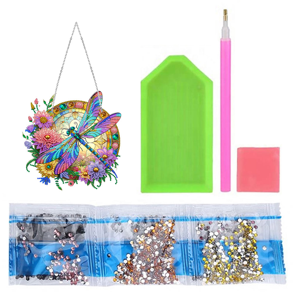 Sun Catcher Diamond Painting Dot Pendant for Office Decor (Dragonfly KJ0109)