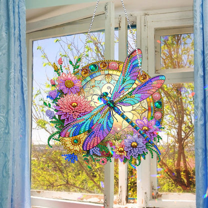 Sun Catcher Diamond Painting Dot Pendant for Office Decor (Dragonfly KJ0109)
