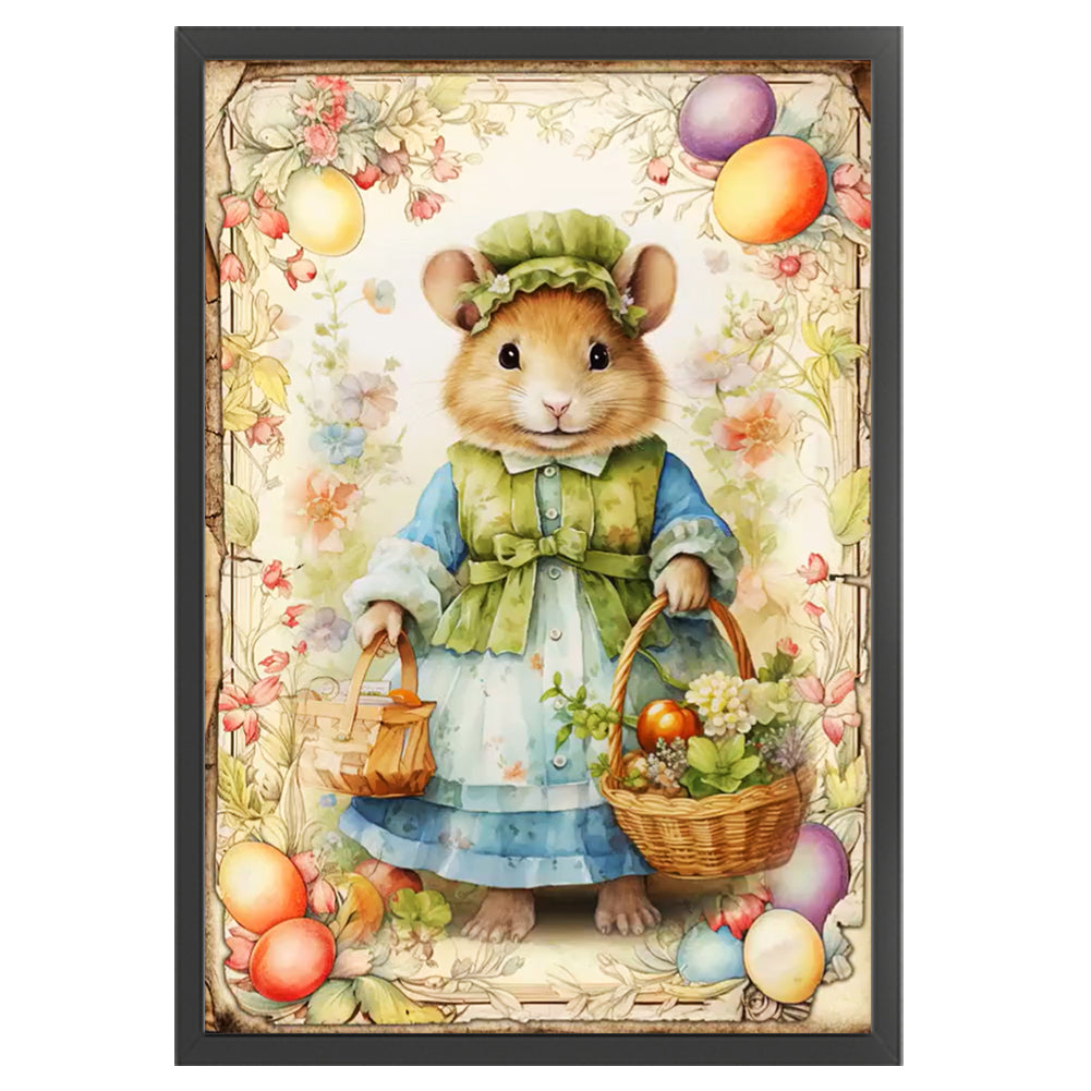 Retro Poster-Easter Egg Mouse - 11CT Stamped Cross Stitch 40*60CM