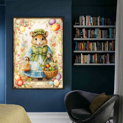Retro Poster-Easter Egg Mouse - 11CT Stamped Cross Stitch 40*60CM