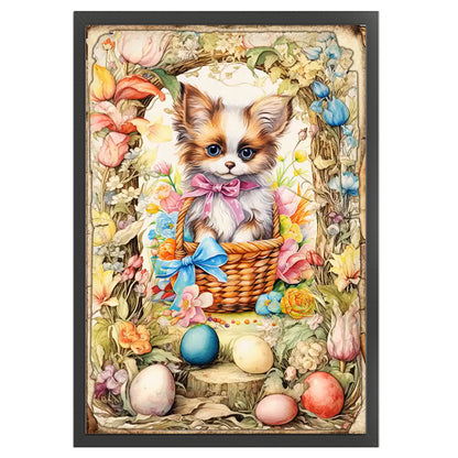 Retro Poster-Easter Egg Puppy - 11CT Stamped Cross Stitch 40*60CM
