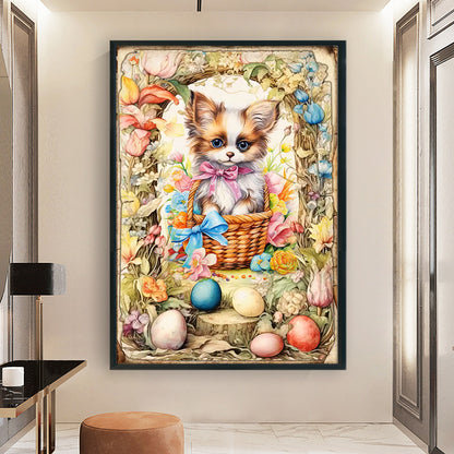 Retro Poster-Easter Egg Puppy - 11CT Stamped Cross Stitch 40*60CM